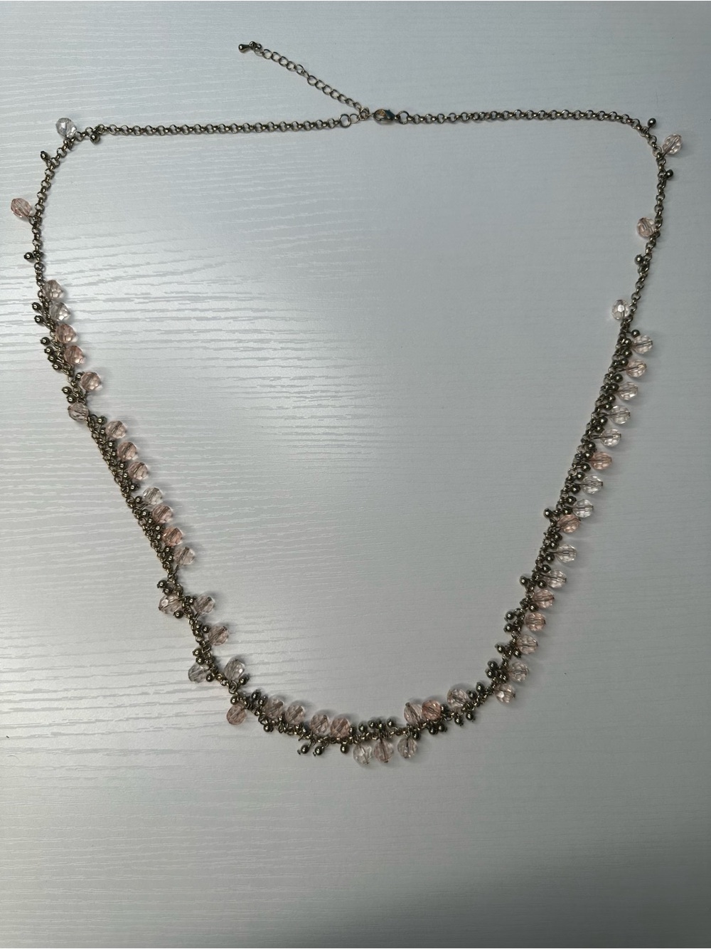 Dark Gold & Pink Beaded Long Necklace